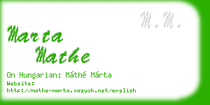 marta mathe business card