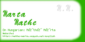 marta mathe business card